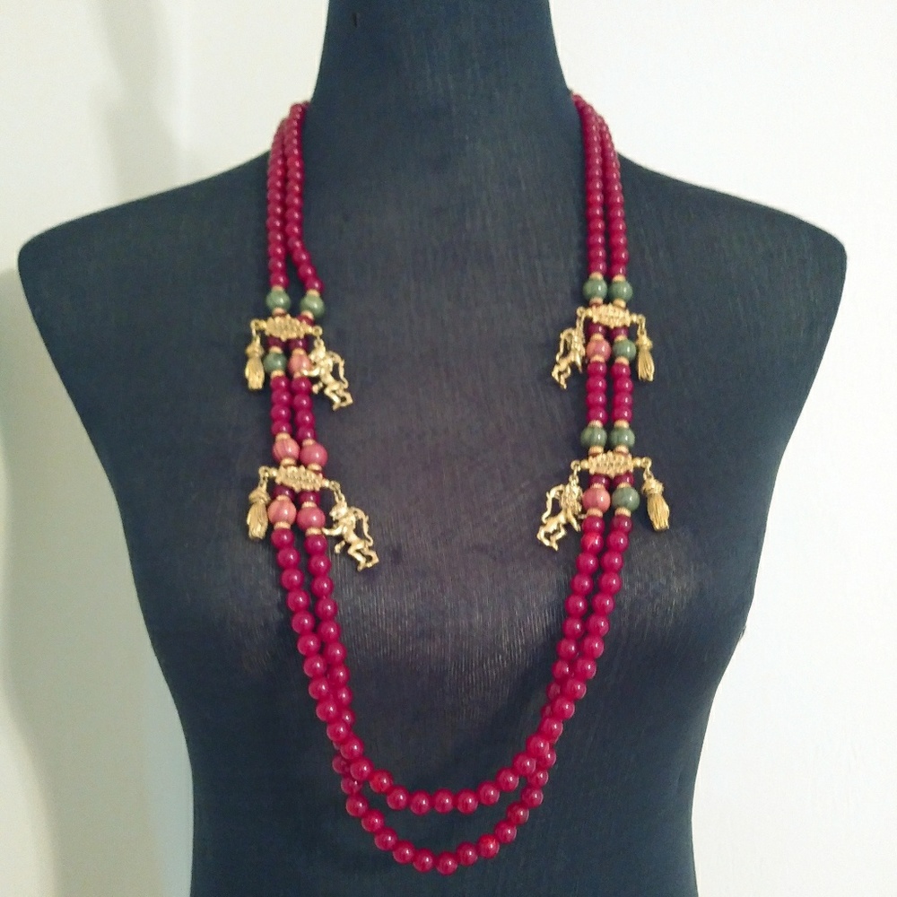 Chinese Inspired Beaded w/ Gold 🐅/Tassel N